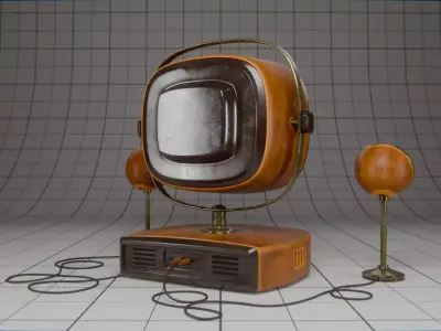 Vintage-looking stylized TV set High-Poly 3D model