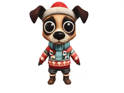 Buddy the Festive Pup Low-poly 3D model