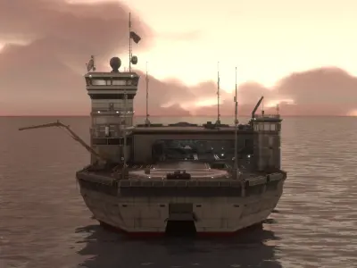 Futuristic Aircraft Carrier Rigged 3D Asset - Full Interior 3D model
