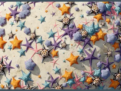 Starfish Variety Pack 4 Low-poly 3D model