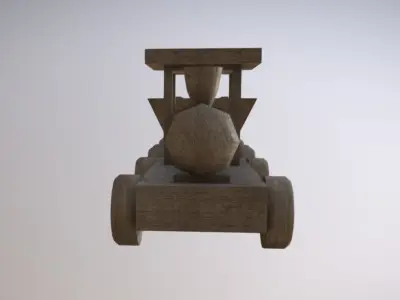 Low Poly Wooden Toy Train Low-poly 3D model