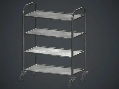 Industrial Tray Trolley 3 PBR game Ready Low-poly 3D model