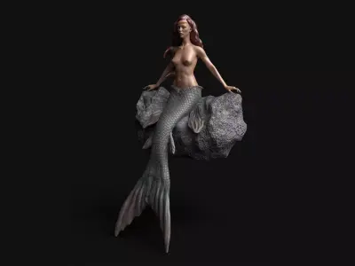 Mermaid in zbrush Low-poly 3D model