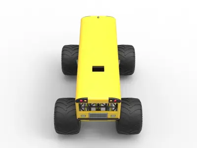 School bus Monster truck Scale 1 to 25 3D print model