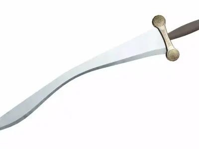 Curved sword 5 Low-poly 3D model