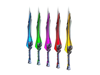 a set of cutting weapons Low-poly 3D model 7