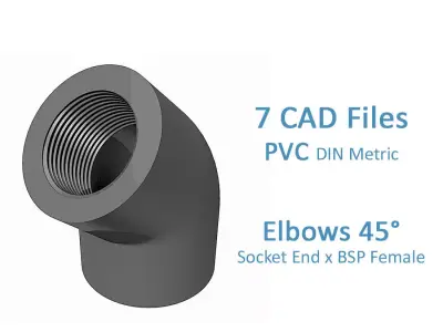 PVC Elbows 45 Degrees - Socket x BSP Female Free 3D model