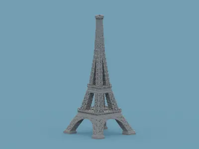 Voxel Eiffel Tower  Low-poly 3D model