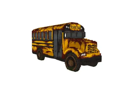 broken schoolbus Low-poly 3D model