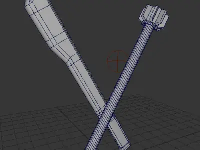 Machete and Pipe Mace Low-poly 3D model