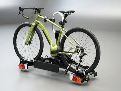 Electric Gravel Bicycle and Towbar Carrier 3D model