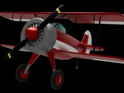Classic Red Plane  Low-poly 3D model