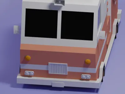 Firetruck paper fire truck Low-poly 3D model