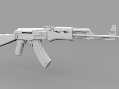 AK47-With Bullets Low-poly 3D model