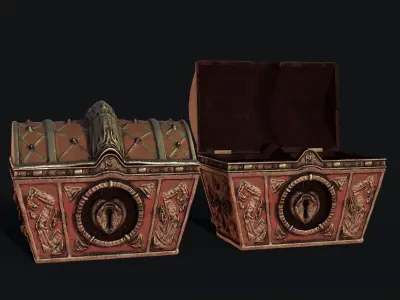 Treasure Chest Low-poly 3D model