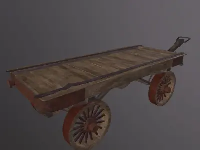 Wooden cart 3D Model Low-poly 3D model