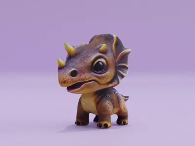 Triceratops Baby Cute Low-poly 3D model