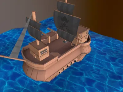 Free Stylized Ship Free low-poly 3D model