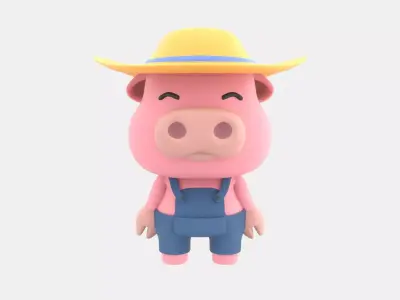 Cute Pig 3D Illustration 3D model buy