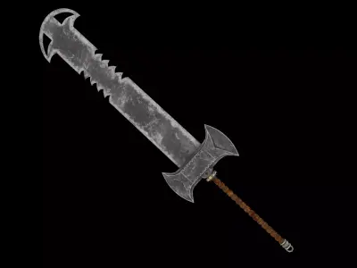 Fantasy Old Heavy Claymore Low-poly 3D model
