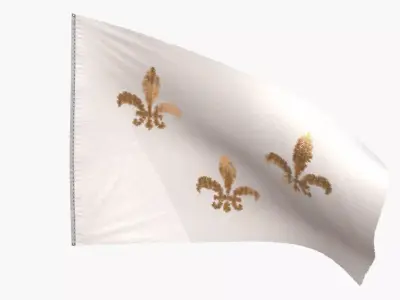 Royal French Flag 1789 Low-poly 3D model