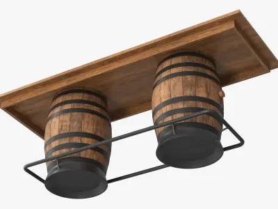 Barrel Pub Table with Two Barrels Light Brown 3D model