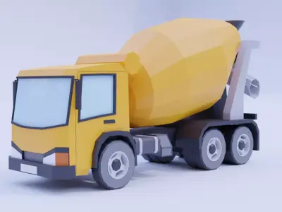 Low Poly Cement Truck Low-poly 3D model