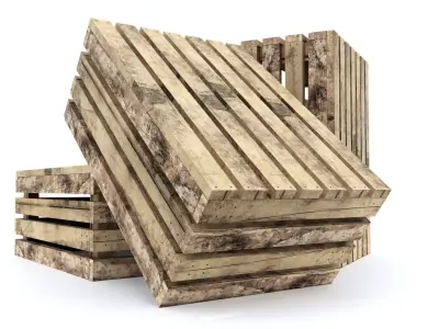 WOODEN BOX Low-poly 3D model 5