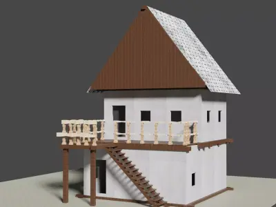Medieval LowPoly House Free 3D model