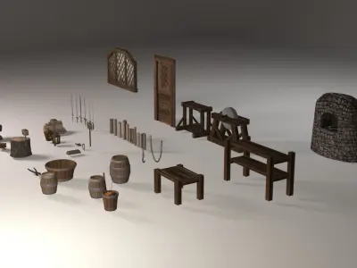 Blacksmith tools Low-poly 3D model purchase