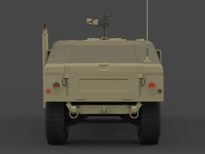 Humvee military vehicle with gun on top 3D model