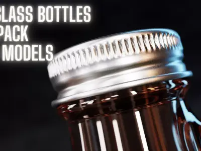  3D GLASS BOTTLES HQ CONTAINER PACK for Blender PROMO half price 3D model