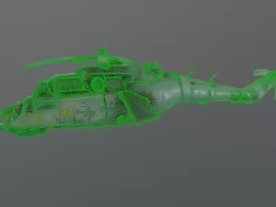 destroyed helicopter 3D model