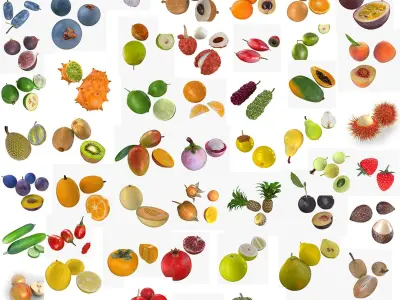 Mega Fruits Collection Low Poly 3D model