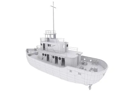 Old Abandoned Rusted Ship Low-poly 3D model