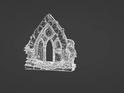Ruined Gothic Cathedral Window with Ivy 3D model