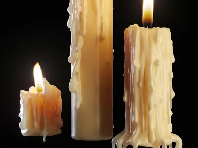  Three melted candles 