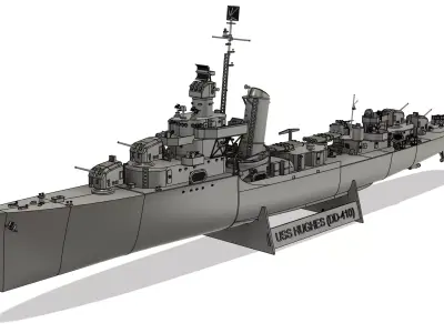 USS Hughes DD 410 - Sims Class Destroyer - RC Model 1-96 Scale 3D print model