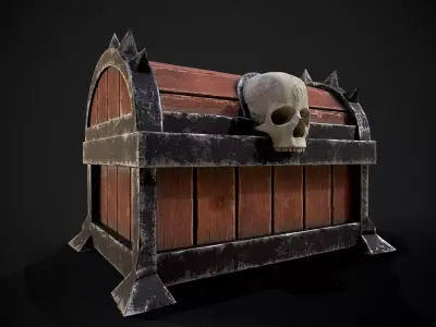 Treasure Skull Chest  Free low-poly 3D model
