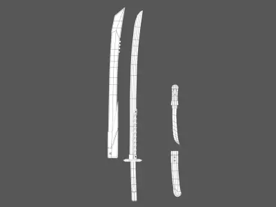 Details samurai sword Low-poly 3D model