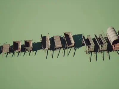Medieval Carts PACK PBR Game Ready Low-poly 3D model