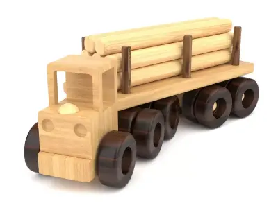 Wooden toy truck 18 3D model