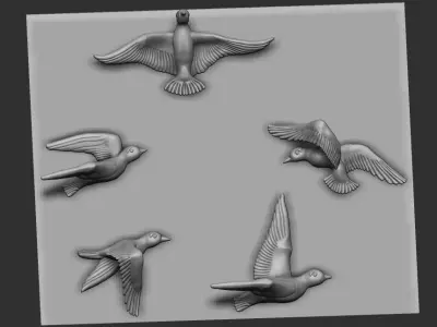 birds wall mounted 3D print model