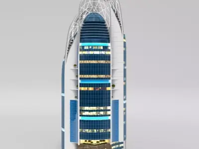 Skyscraper building Low-poly 3D model