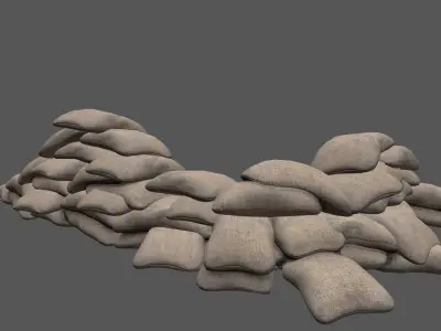 sandbag 1 pile of sacks Low-poly 3D model