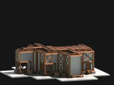 Medieval Low Poly Building Castle Wooden Village Stone House 38 Low-poly 3D model