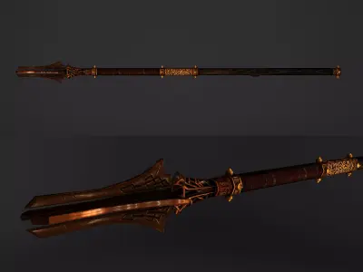 God Poker Golden Staff Low-poly 3D model