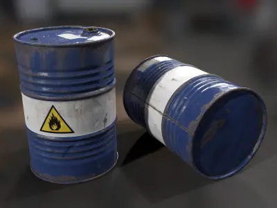 Oil Drum Low-poly 3D model 2