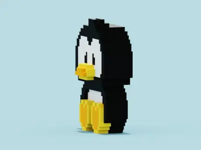 Voxel Penguin Low-poly 3D model