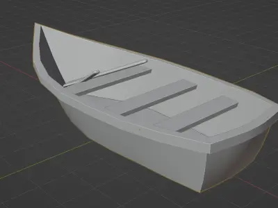 Wooden Boat Low-poly 3D model
